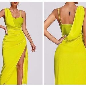 BELLA BARNETT Green  Corset One Shoulder Dress Sleeveless Bodycon  Party M